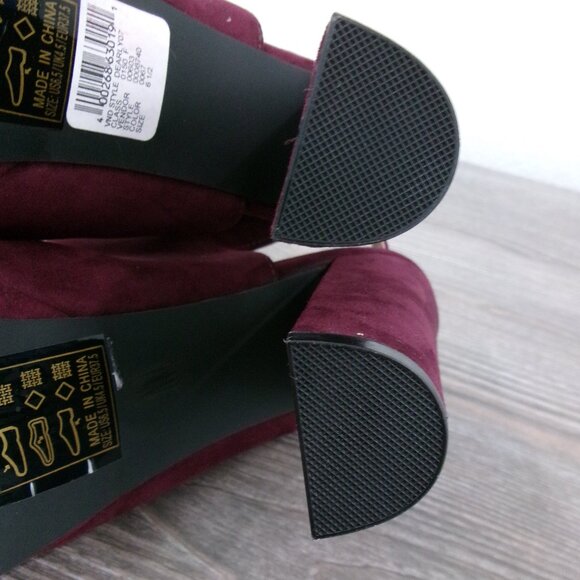 Qupid DEARLY Wine Burgundy Faux Suede Platform Open Toe Slingback Shoes 6.5 - Picture 7 of 15